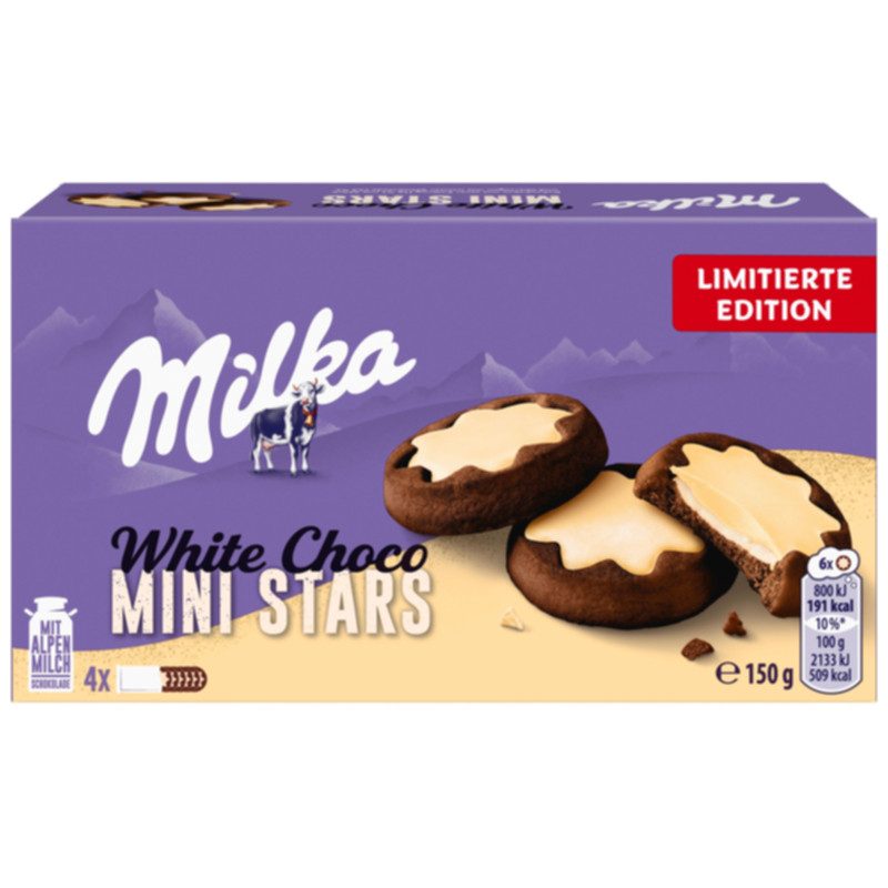 MILKA Kekse White Choco Mini Stars 150 g